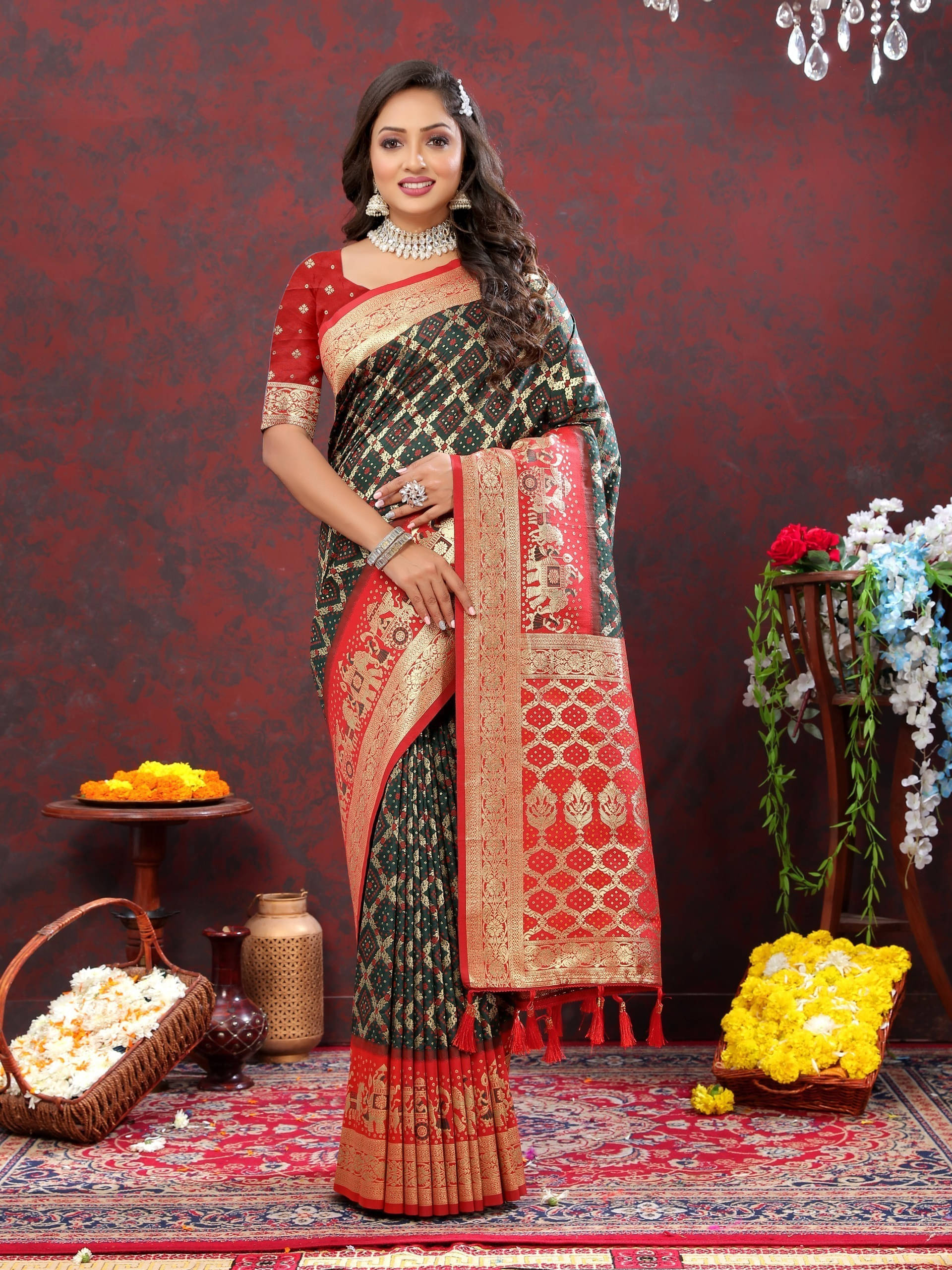 Bansari Textile Jacquard Self Design Paithani Sarees With Unstitched Blouse Piece ( Black )     			Bansari Textile Jacquard Self Design Paithani Sarees With Unstitched Blouse Piece ( Black )