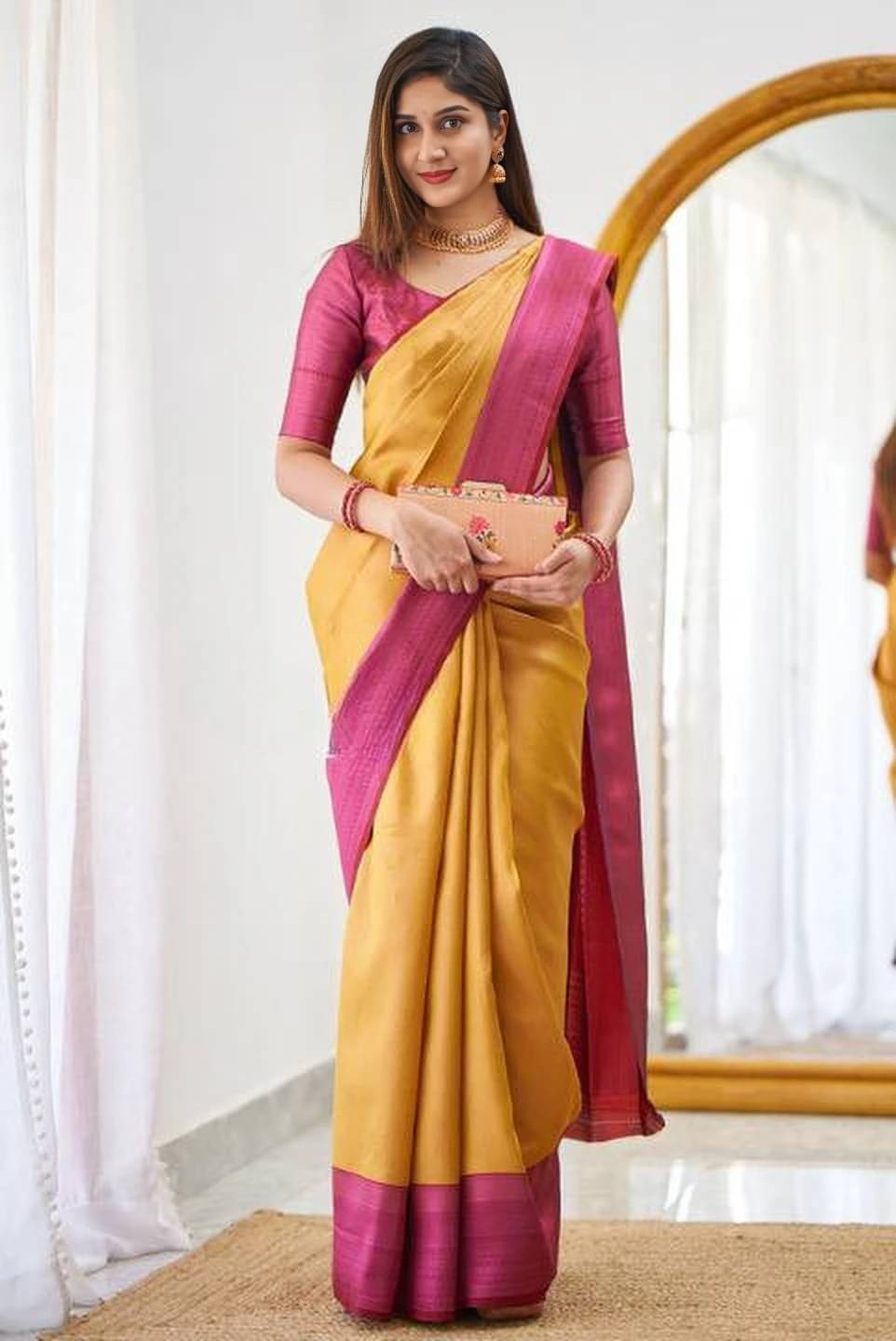 Bansari Textile Jacquard Woven Banarasi saree With Unstitched Blouse Piece ( Yellow ) Bansari Textile Jacquard Woven Banarasi saree With Unstitched Blouse Piece ( Yellow )