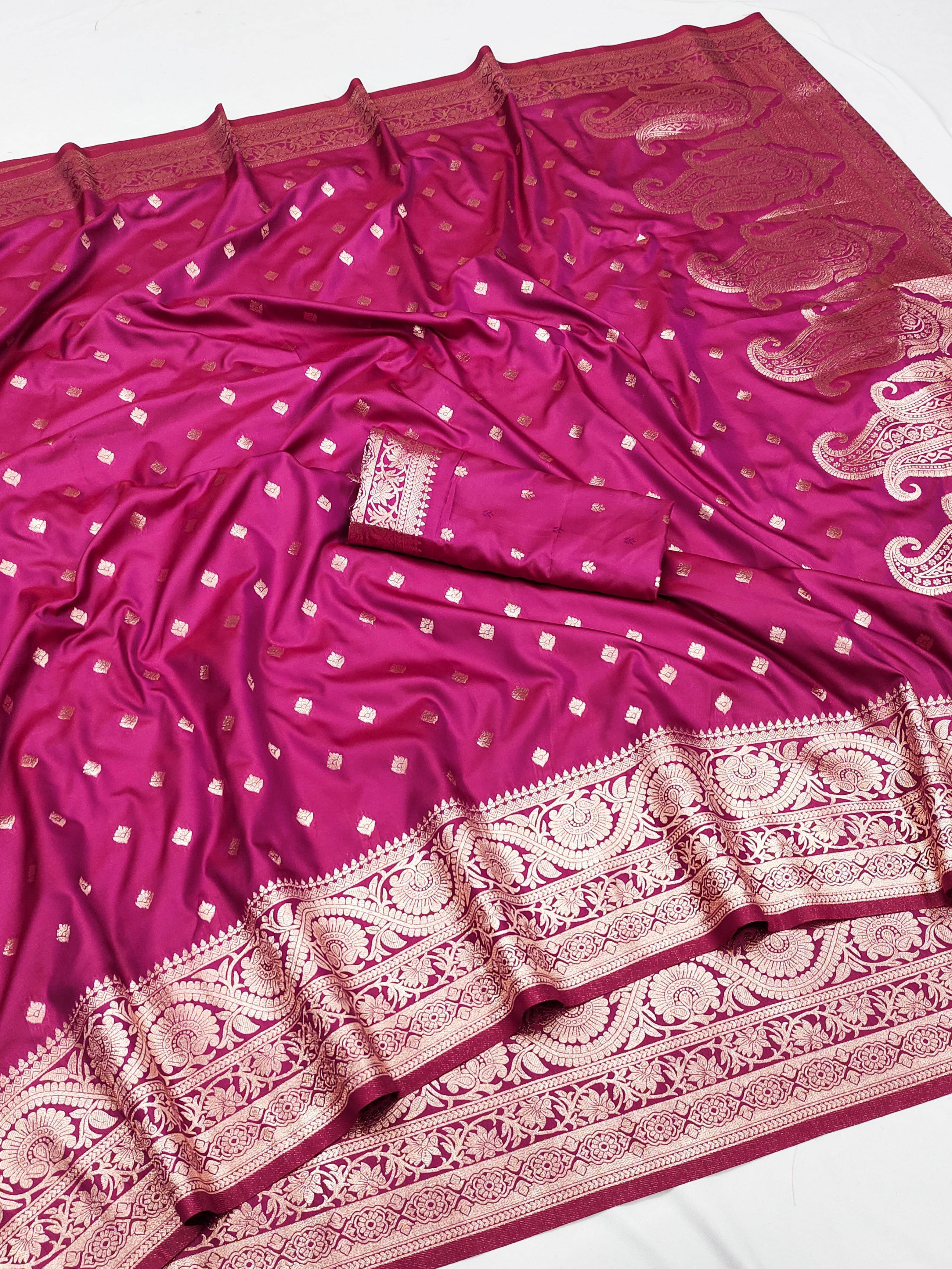 Bansari Textile Jacquard Woven Banarasi saree With Unstitched Blouse Piece ( Pink )     			Bansari Textile Jacquard Woven Banarasi saree With Unstitched Blouse Piece ( Pink )