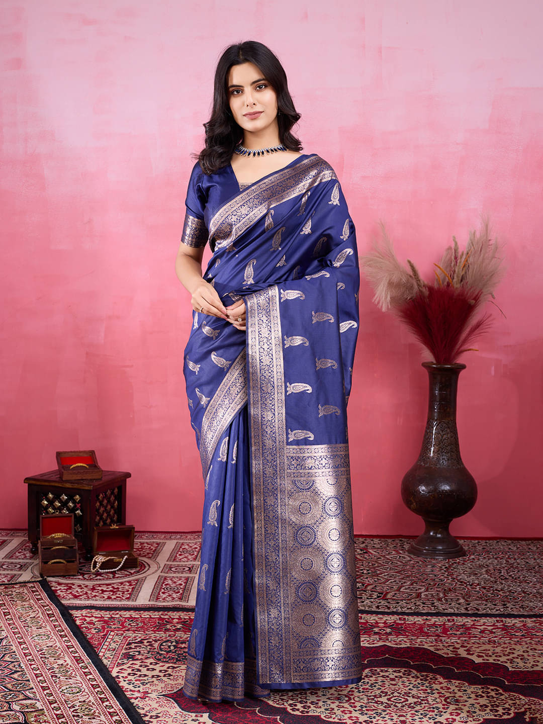 Bansari Textile Jacquard Woven Regular Saree With Unstitched Blouse Piece ( Purple ) Bansari Textile Jacquard Woven Regular Saree With Unstitched Blouse Piece ( Purple )