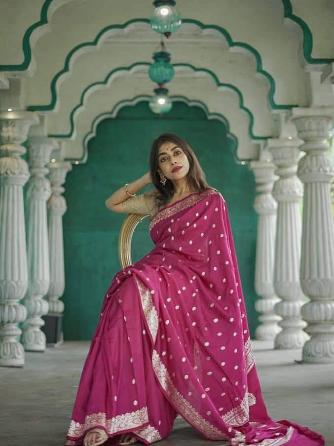 Bansari Textile Jacquard Woven Regular Saree With Unstitched Blouse Piece ( Pink )     			Bansari Textile Jacquard Woven Regular Saree With Unstitched Blouse Piece ( Pink )