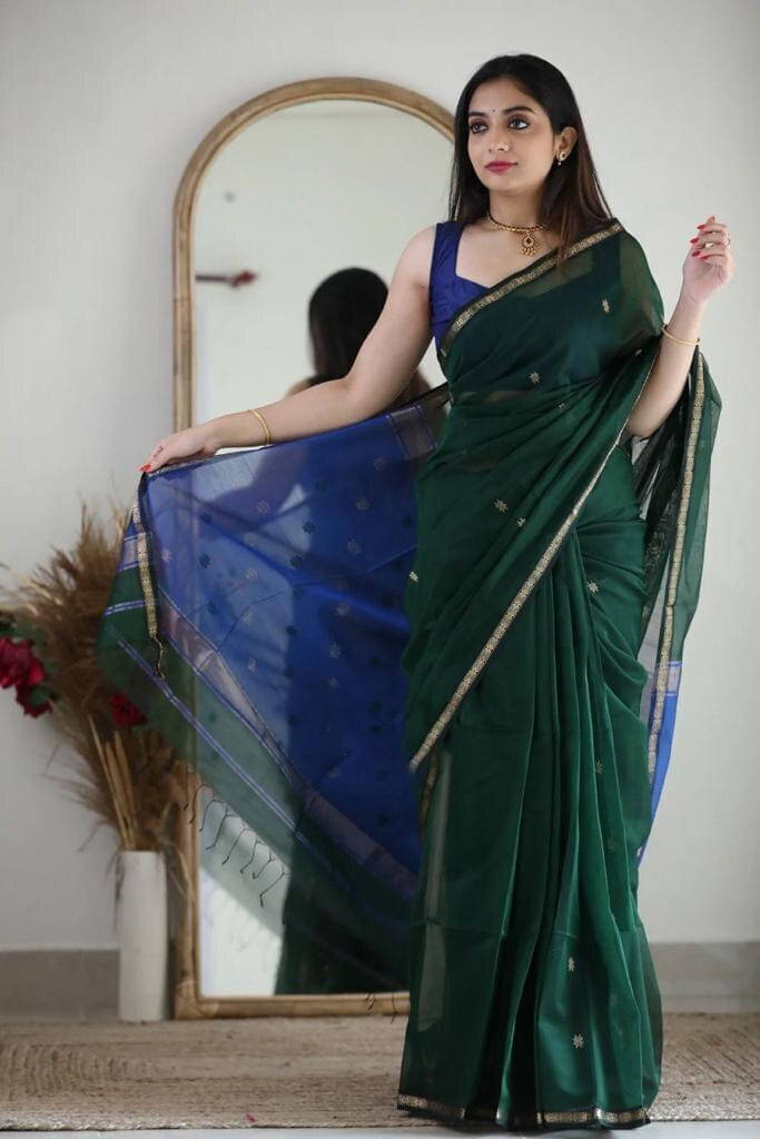 Bansari Textile Linen Self Design Regular Saree With Unstitched Blouse Piece ( Green ) Bansari Textile Linen Self Design Regular Saree With Unstitched Blouse Piece ( Green )