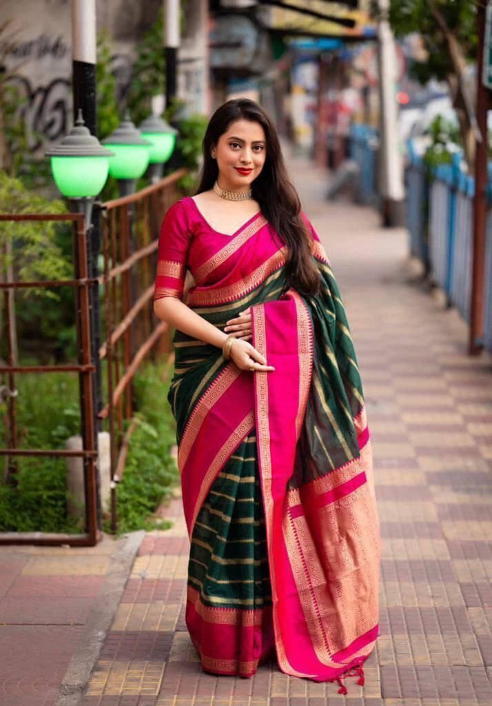 Bansari Textile Linen Self Design Regular Saree With Unstitched Blouse Piece ( Green ) Bansari Textile Linen Self Design Regular Saree With Unstitched Blouse Piece ( Green )