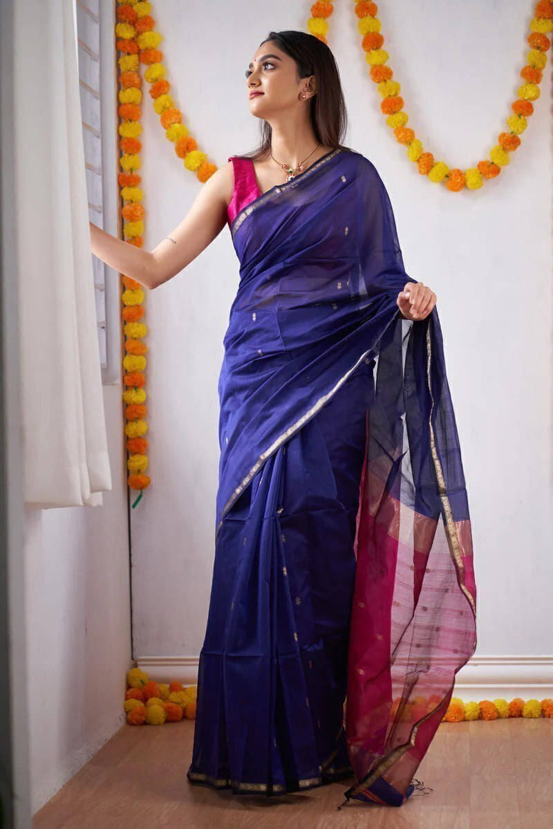 Bansari Textile Linen Self Design Regular Saree With Unstitched Blouse Piece ( Blue ) Bansari Textile Linen Self Design Regular Saree With Unstitched Blouse Piece ( Blue )