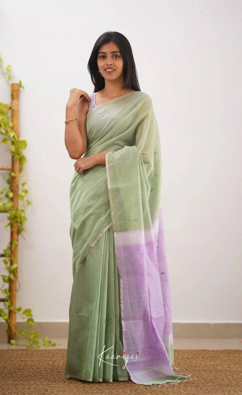     			Bansari Textile Linen Self Design Regular Saree With Unstitched Blouse Piece ( Light Green )