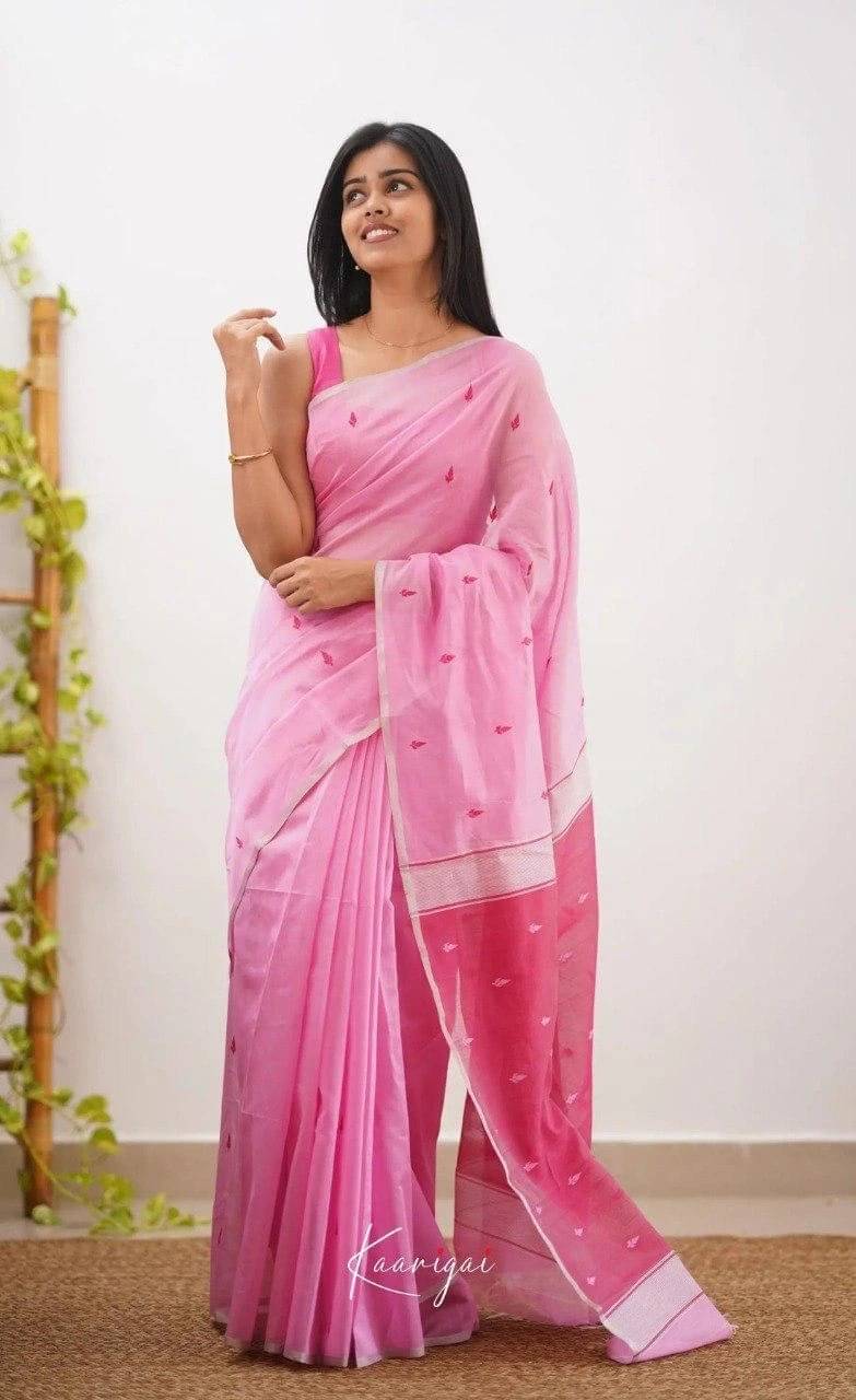     			Bansari Textile Linen Self Design Regular Saree With Unstitched Blouse Piece ( Pink )