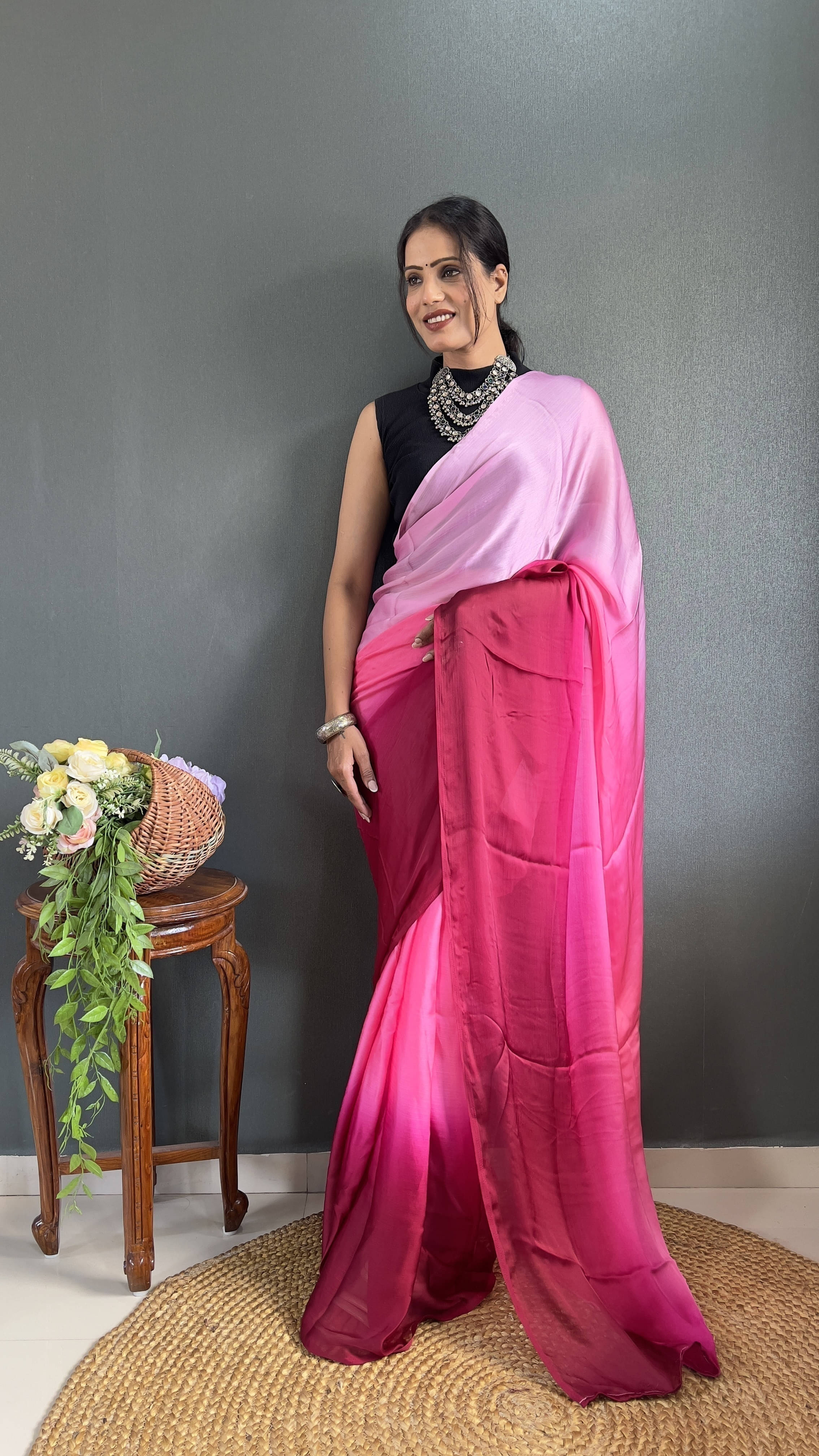 Bansari Textile Nylon Dyed Regular Saree With Unstitched Blouse Piece ( Pink ) Bansari Textile Nylon Dyed Regular Saree With Unstitched Blouse Piece ( Pink )