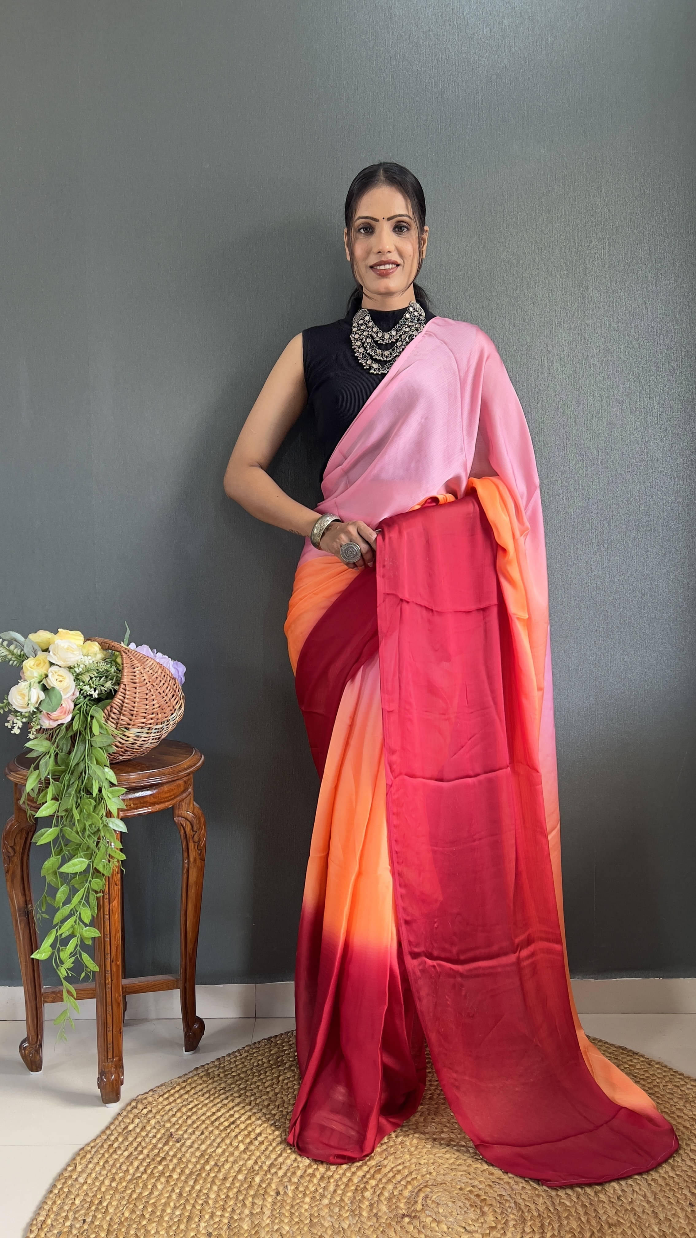 Bansari Textile Nylon Dyed Regular Saree With Unstitched Blouse Piece ( Red ) Bansari Textile Nylon Dyed Regular Saree With Unstitched Blouse Piece ( Red )