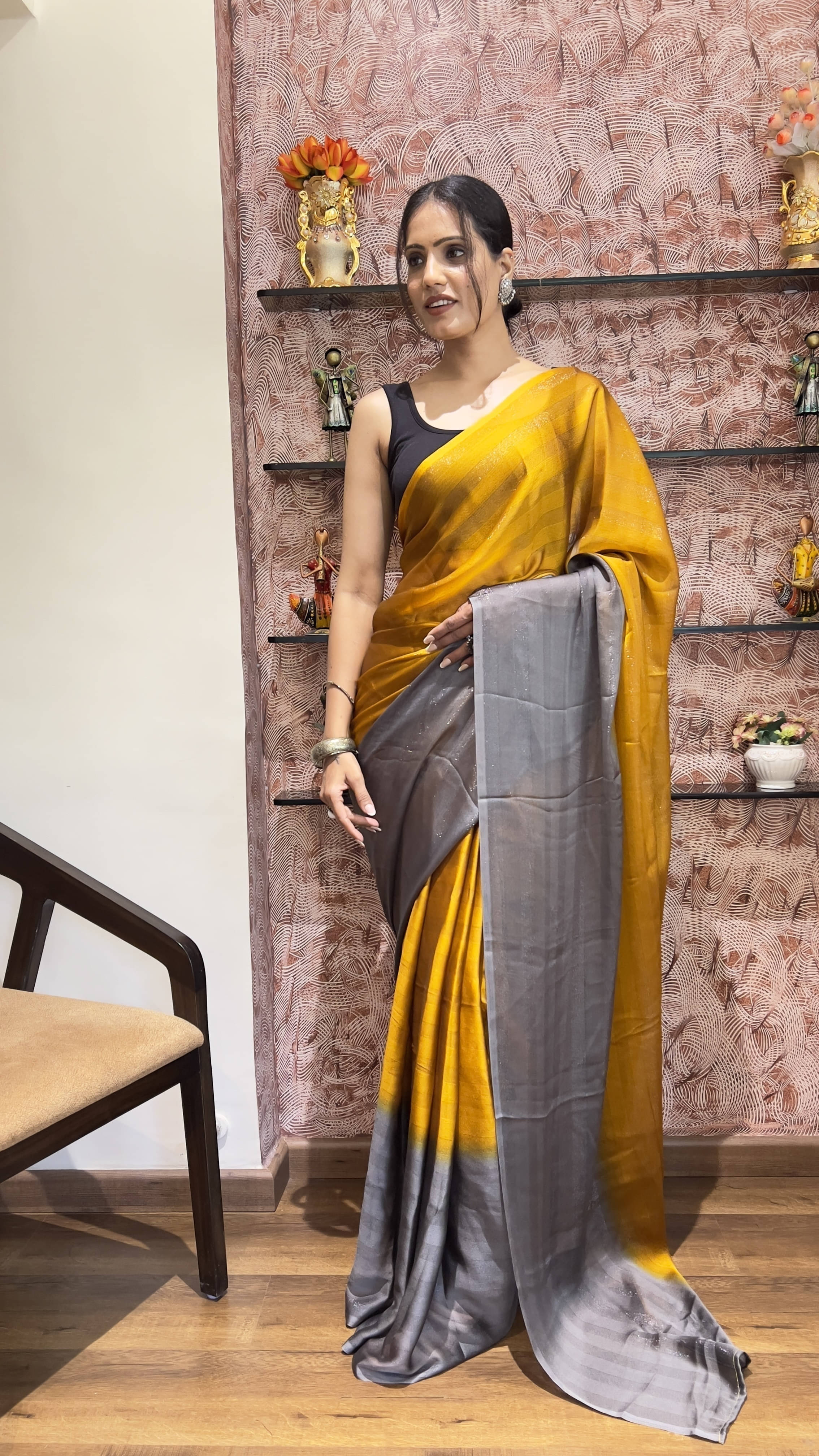 Bansari Textile Nylon Solid Regular Saree With Unstitched Blouse Piece ( Mustard ) Bansari Textile Nylon Solid Regular Saree With Unstitched Blouse Piece ( Mustard )