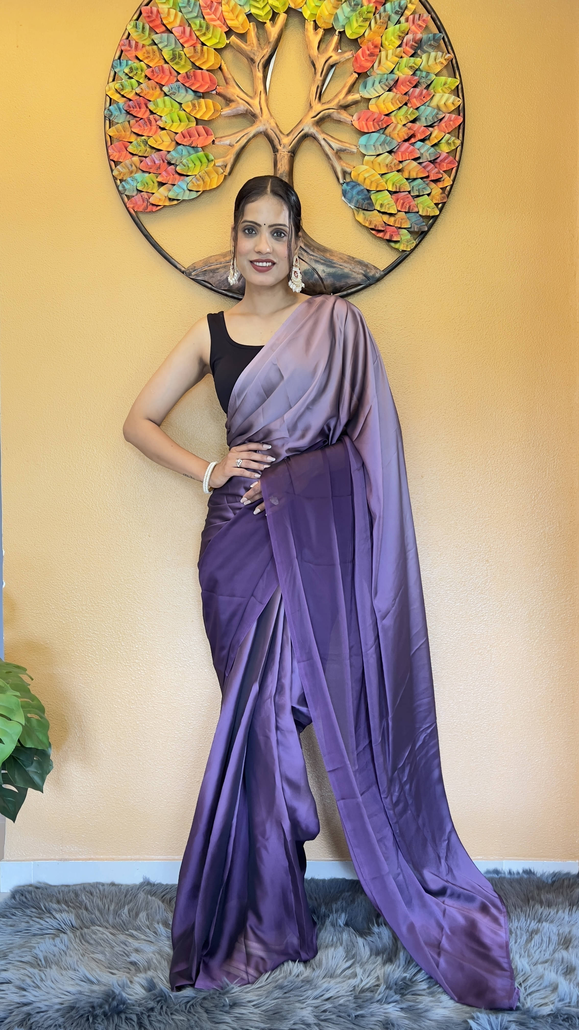     			Bansari Textile Nylon Woven Regular Saree With Unstitched Blouse Piece ( Purple )
