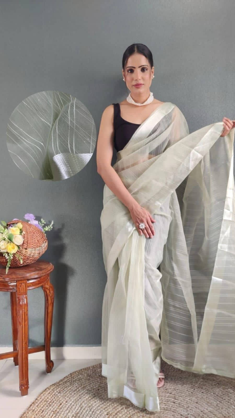 Bansari Textile Organza Printed Regular Saree With Stitched Blouse ( Cream ) Bansari Textile Organza Printed Regular Saree With Stitched Blouse ( Cream )