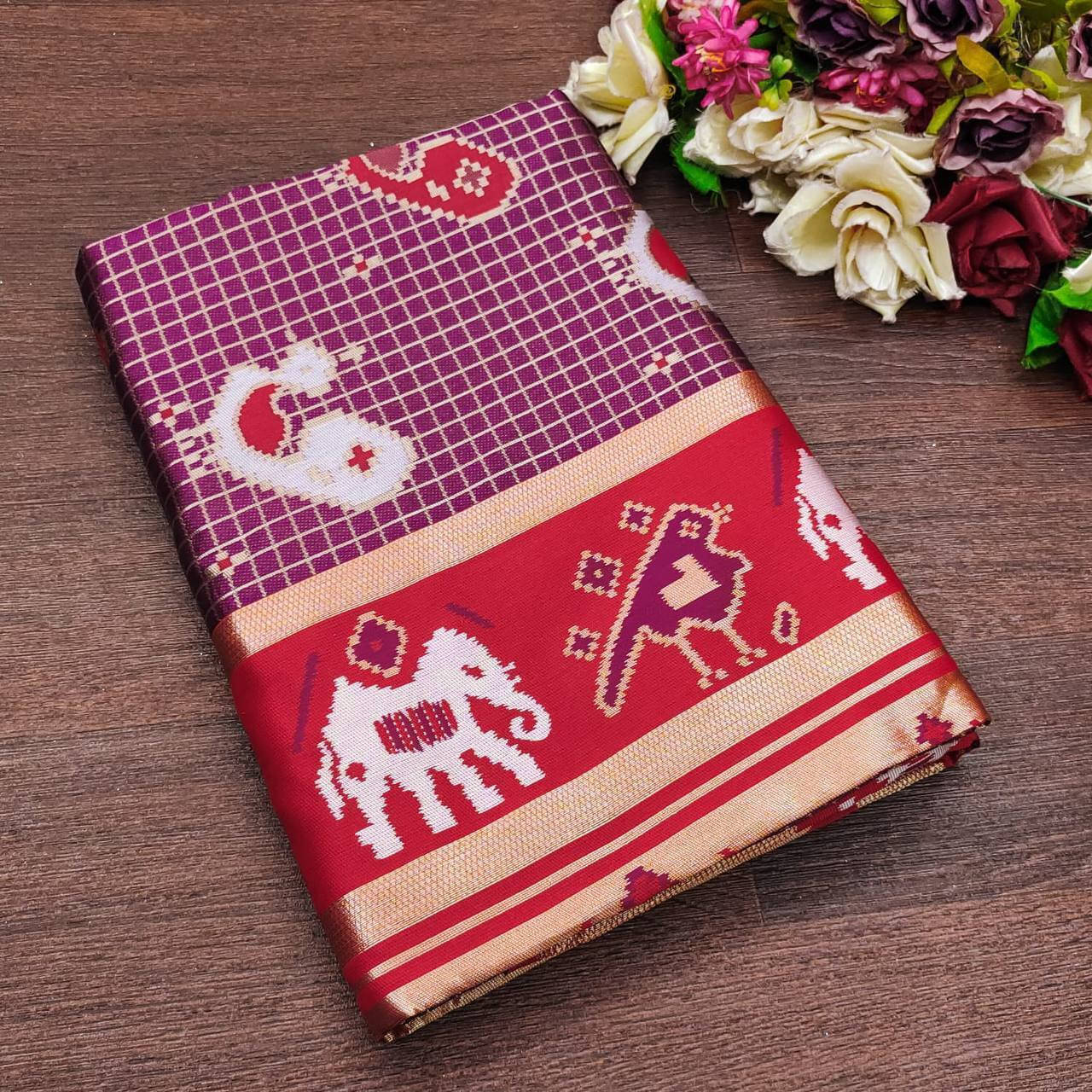 Bansari Textile Silk Blend Embroidered Regular Saree With Unstitched Blouse Piece ( Purple ) Bansari Textile Silk Blend Embroidered Regular Saree With Unstitched Blouse Piece ( Purple )
