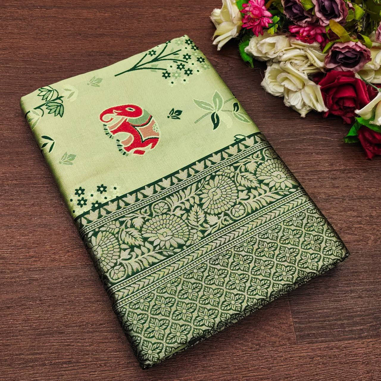Bansari Textile Silk Blend Embroidered Regular Saree With Unstitched Blouse Piece ( Light Green ) Bansari Textile Silk Blend Embroidered Regular Saree With Unstitched Blouse Piece ( Light Green )