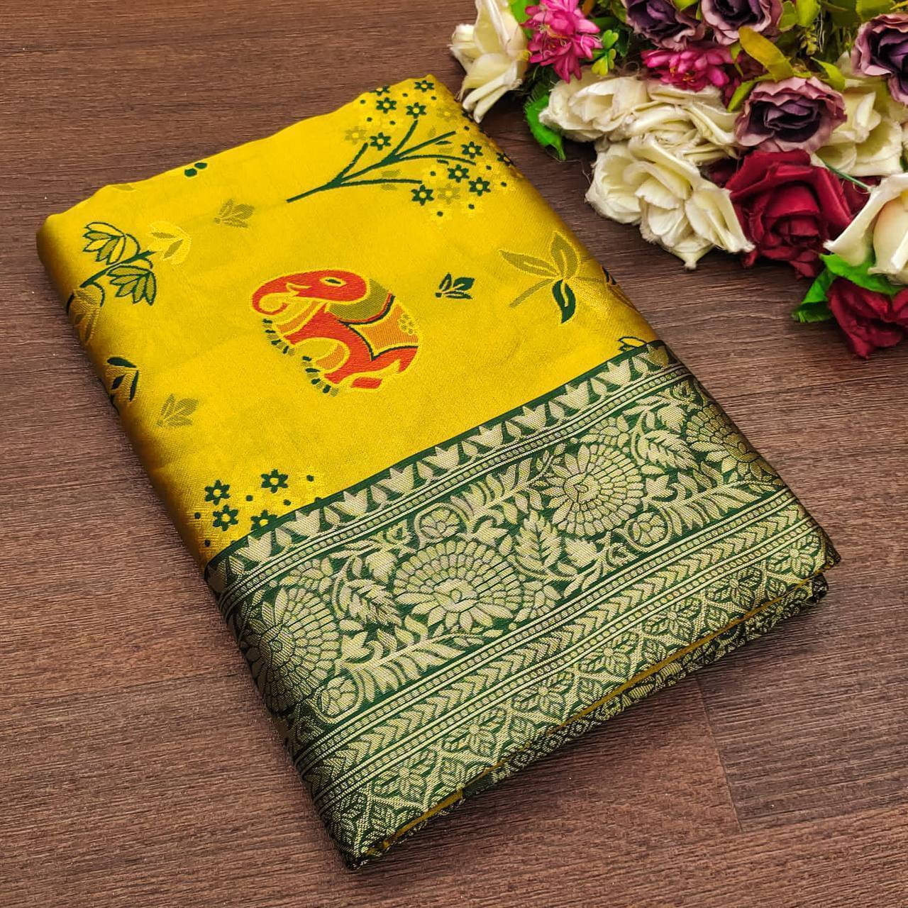 Bansari Textile Silk Blend Embroidered Regular Saree With Unstitched Blouse Piece ( Yellow ) Bansari Textile Silk Blend Embroidered Regular Saree With Unstitched Blouse Piece ( Yellow )
