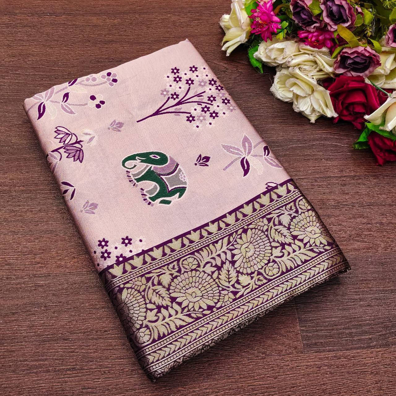Bansari Textile Silk Blend Embroidered Regular Saree With Unstitched Blouse Piece ( Purple ) Bansari Textile Silk Blend Embroidered Regular Saree With Unstitched Blouse Piece ( Purple )