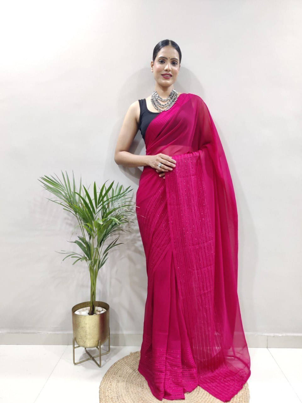 Bansari Textile Silk Blend Embroidered Regular Saree With Unstitched Blouse Piece ( Pink ) Bansari Textile Silk Blend Embroidered Regular Saree With Unstitched Blouse Piece ( Pink )