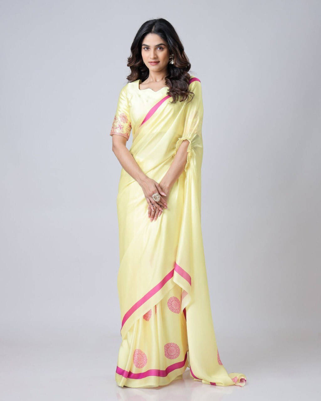Bansari Textile Silk Blend Self Design Regular Saree With Unstitched Blouse Piece ( Yellow ) Bansari Textile Silk Blend Self Design Regular Saree With Unstitched Blouse Piece ( Yellow )