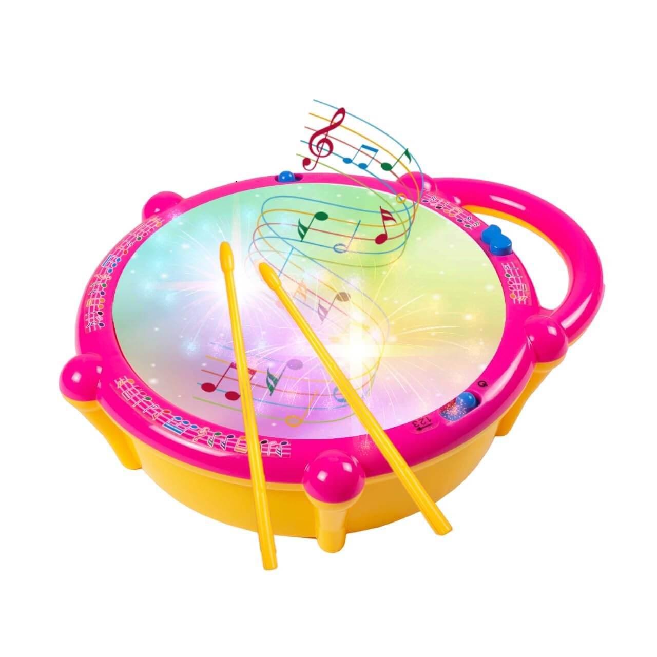     			Battery Operated 3D Flash Drum Toy with Flash Light & Music Effects | Dynamic Musial Instrument Toy with 2 Mallets for Toddlers | Pink Color, Power Source: 3xAA Battery (Not Included)