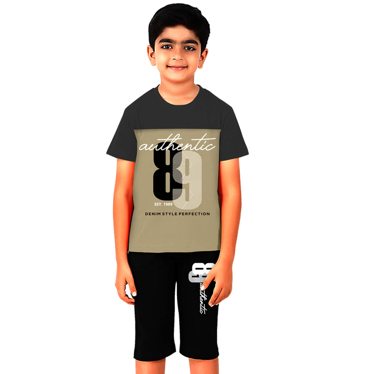     			Billyball Pack of 1 Unisex Cotton T-Shirt & Capris Set ( Grey )