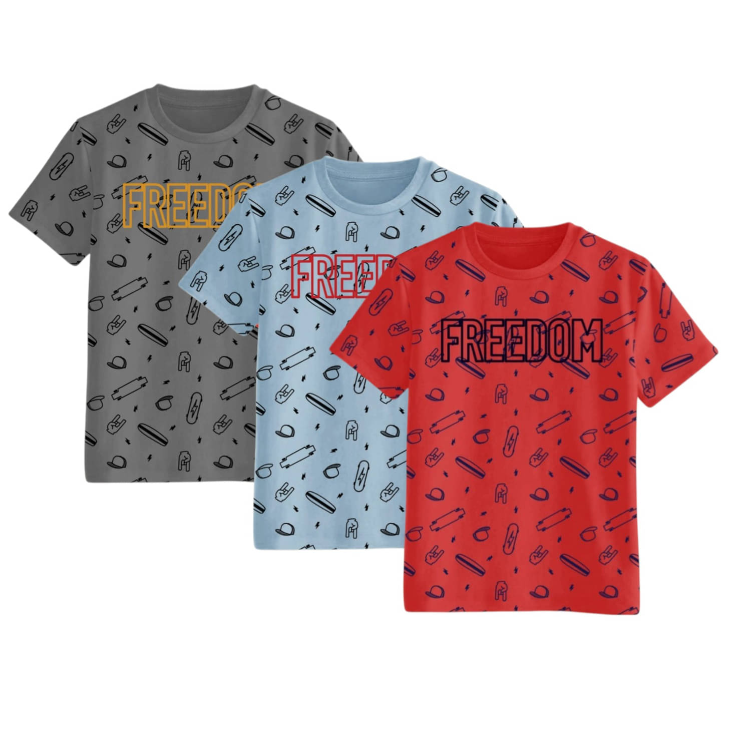     			Billyball Pack of 3 Boys & Girls Cotton T-Shirt ( Multicolor 3 )