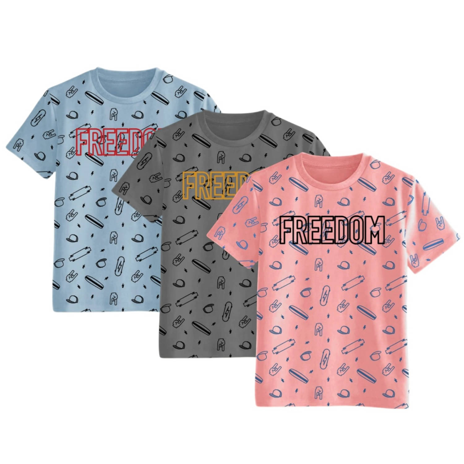     			Billyball Pack of 3 Boys & Girls Cotton T-Shirt ( Multicolor 2 )