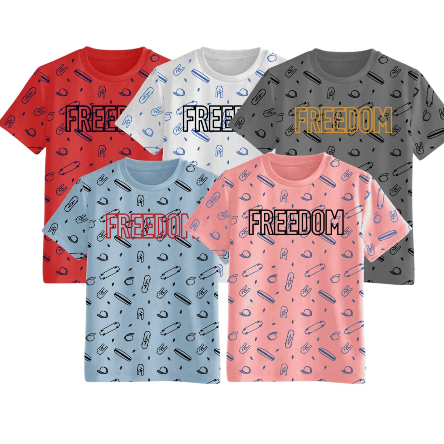     			Billyball Pack of 5 Boys & Girls Cotton T-Shirt ( Multicolor )