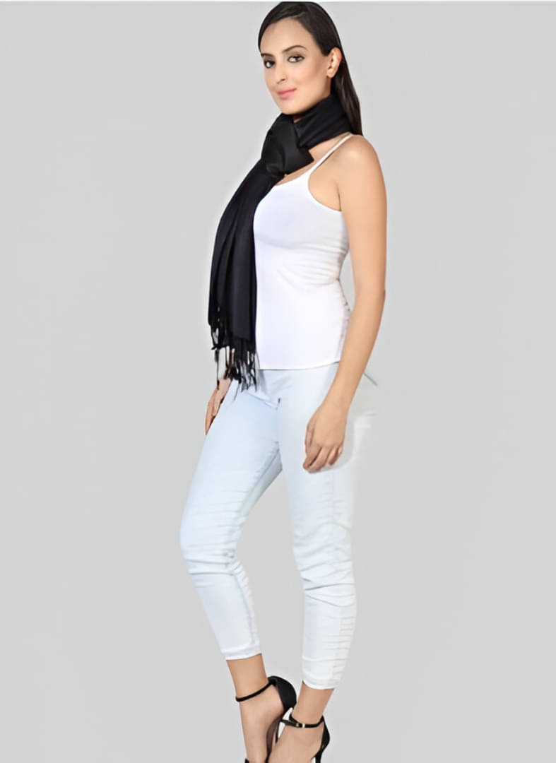     			Collective Stitch Black Cotton Women's Stole ( Pack of 1 )