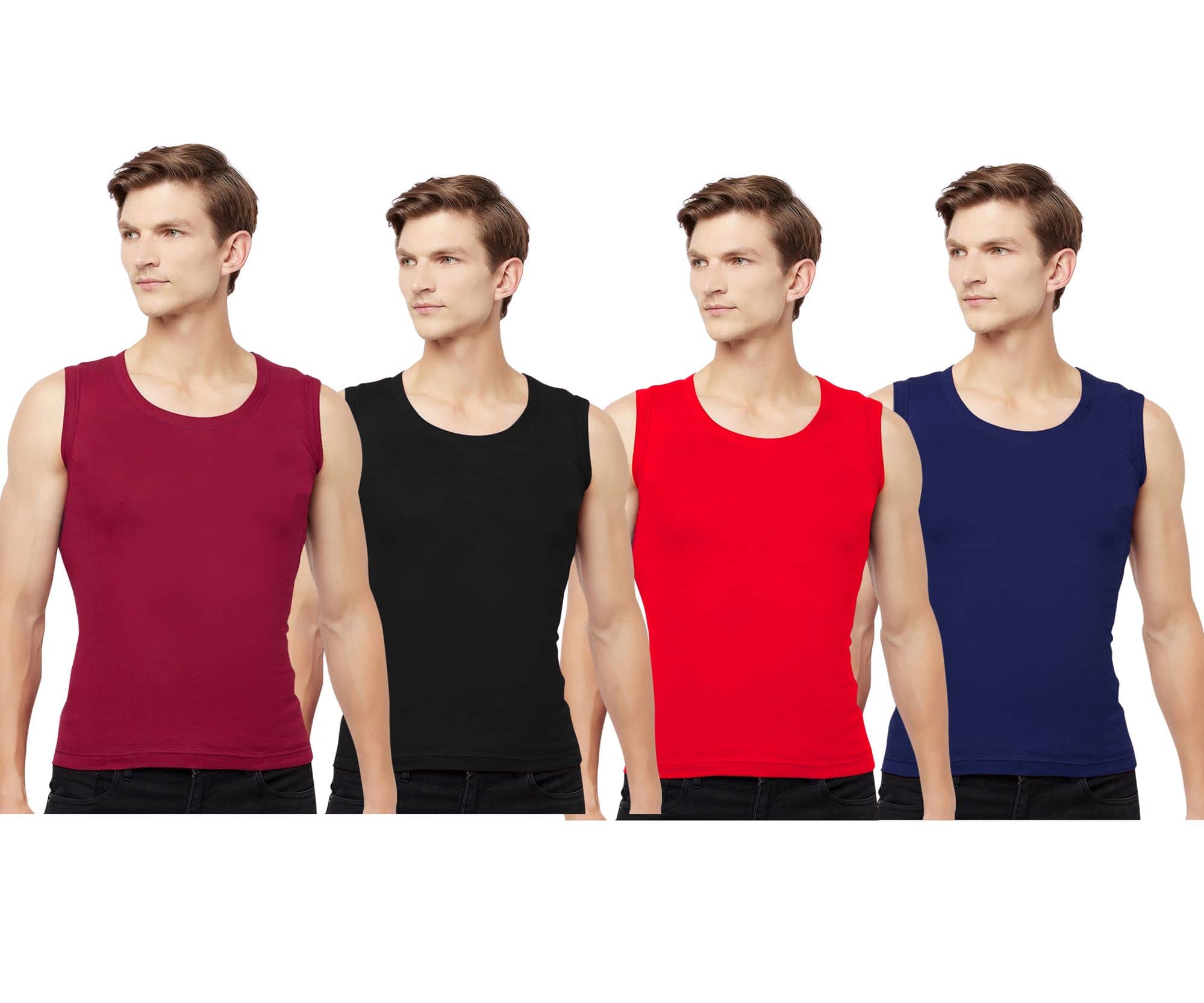 Drako Pack of 4 Cotton Basic Vest For Men ( Multicolor ) - Nightwear & Loungewear | Buy online on ZillyBuy