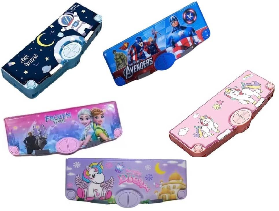 ECLET 1PC Plastic Multifunctional Pencil Box For Kids,Theme Pencil Case,Magnetic Pencil Box,Pop Up Pencil Box With Buttons,Theme Return Gifts For Kids, Boys & Girls, Multicolor (SET OF 1 MULTICOLOUR)ANY RANDOM DESIGN WILL SEND)