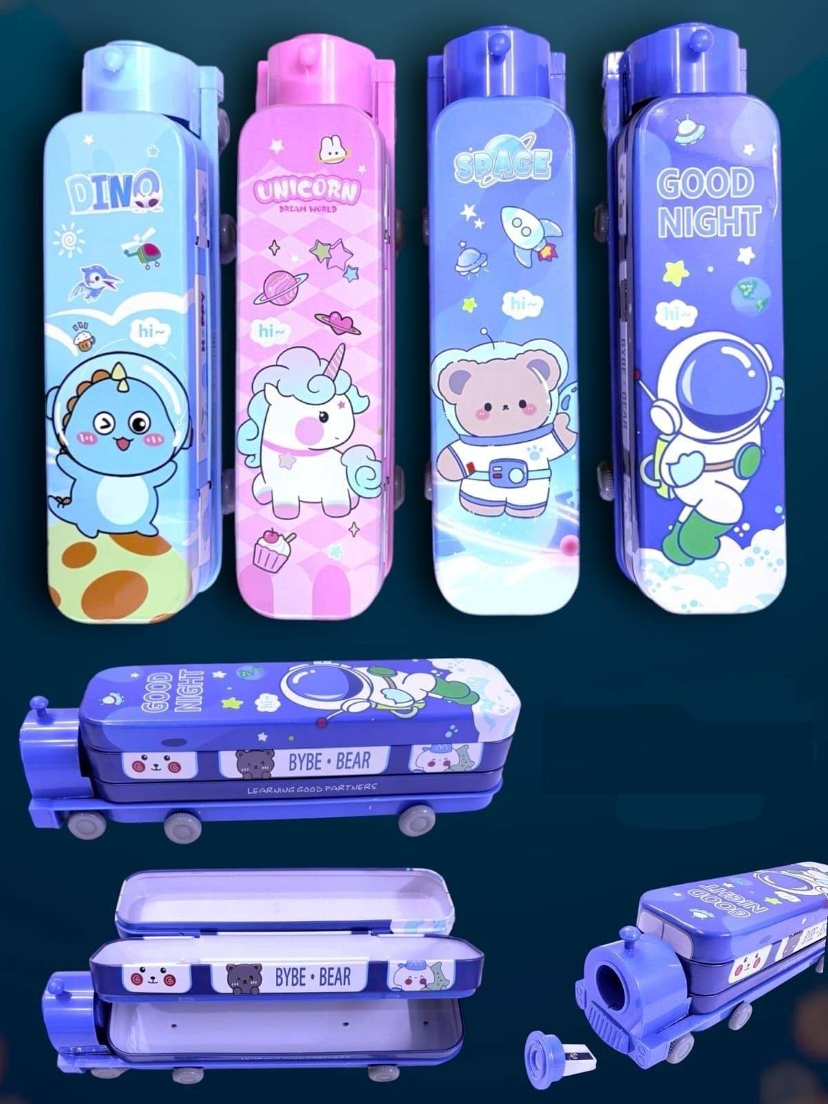     			Eclet 1pc Train shape Pencil Box for Kids Cartoon Pencil Pouch for Metal Pencil Box for Kids Return Gifts any( random colour will send) Art Plastic Pencil Boxes  (Set of 1, Multicolor)