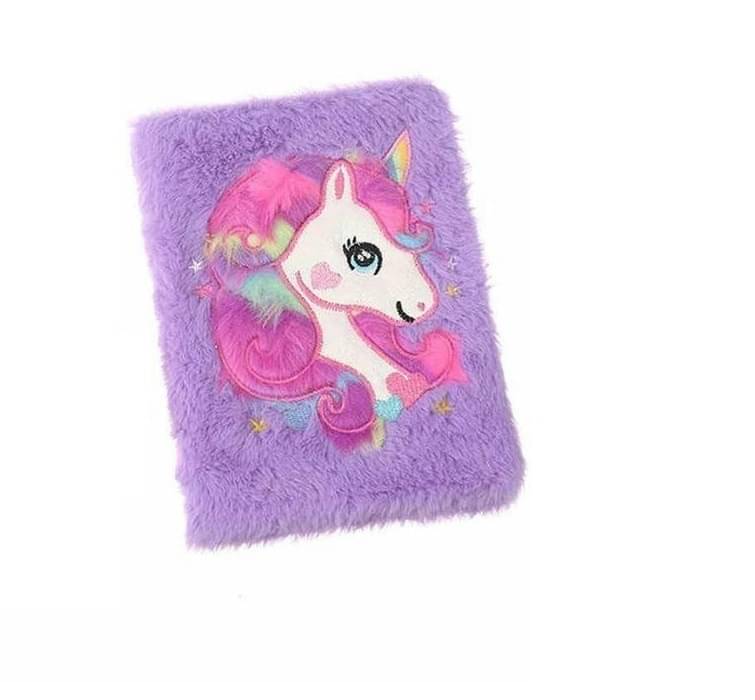     			Eclet 1pc Unicorn Furry Diary for Girls Cute Soft Unicorn Fur Notebook with Ruled Pag Regular Diary yes 180 Pages Any Random Design Will Send(Set of 1 multicolour)
