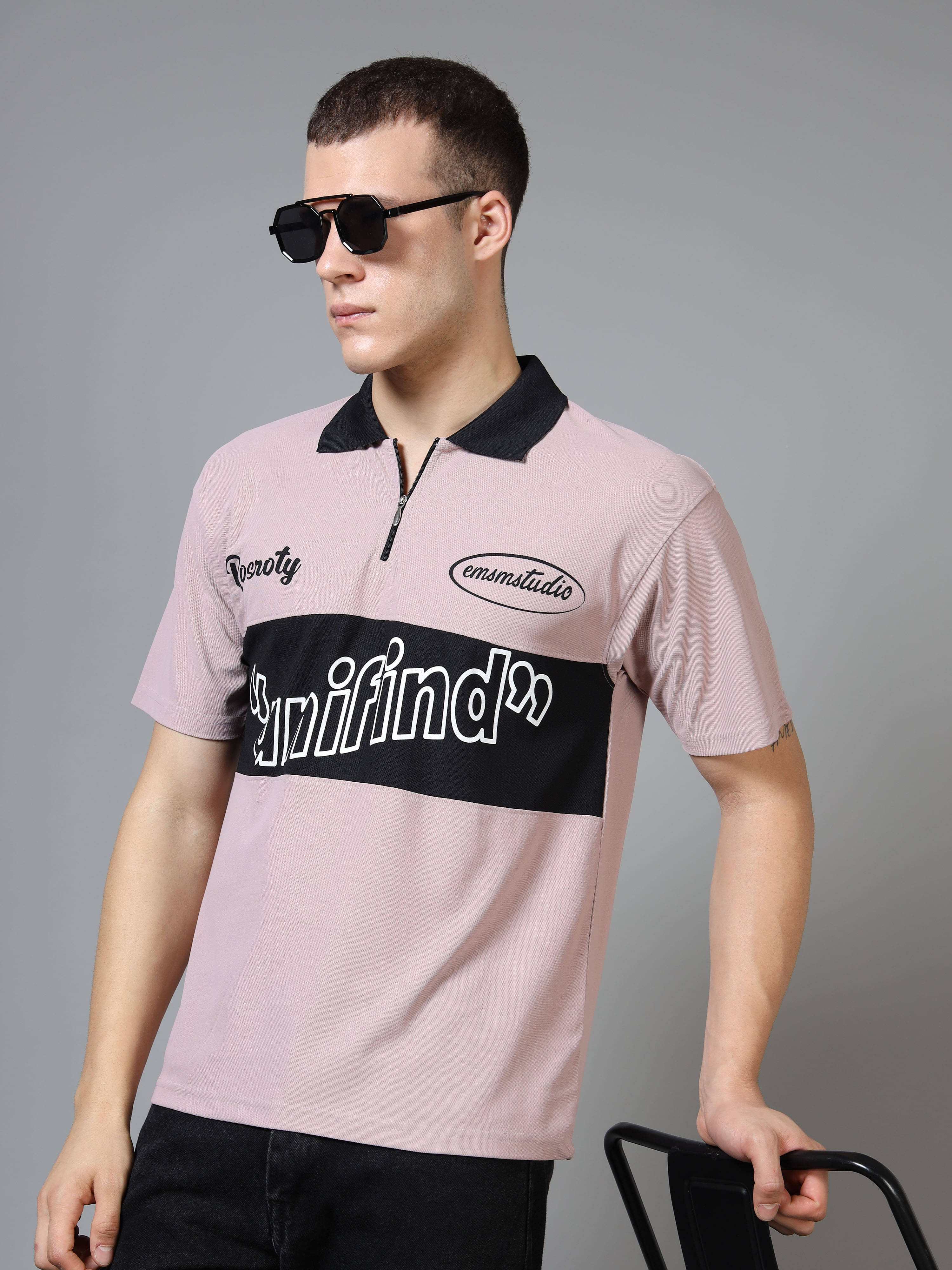     			FROSEN FOX Men Polyester Relaxed Fit Printed Polo T Shirt ( Light Pink )