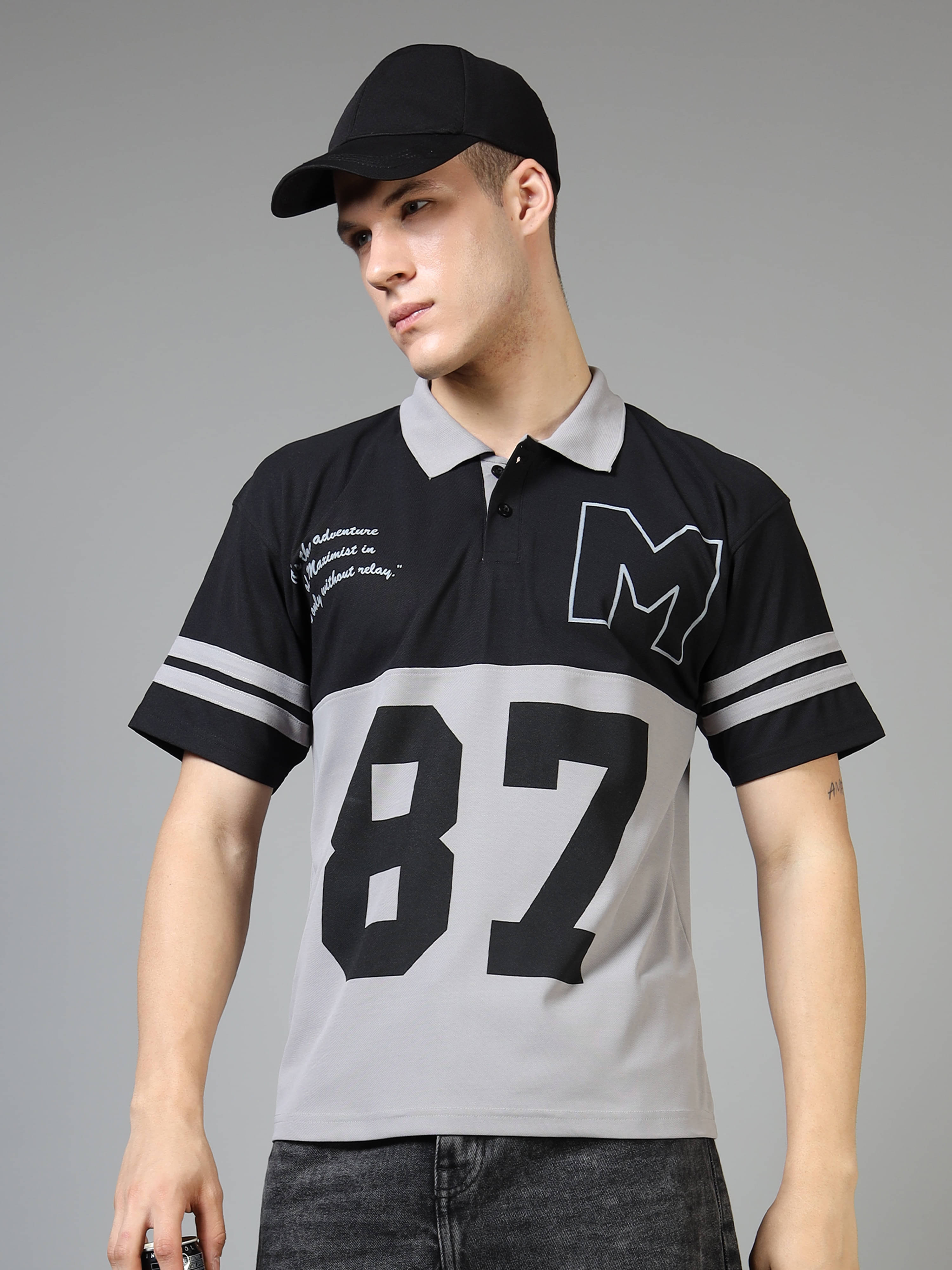     			FROSEN FOX Men Polyester Relaxed Fit Printed Polo T Shirt ( Grey )