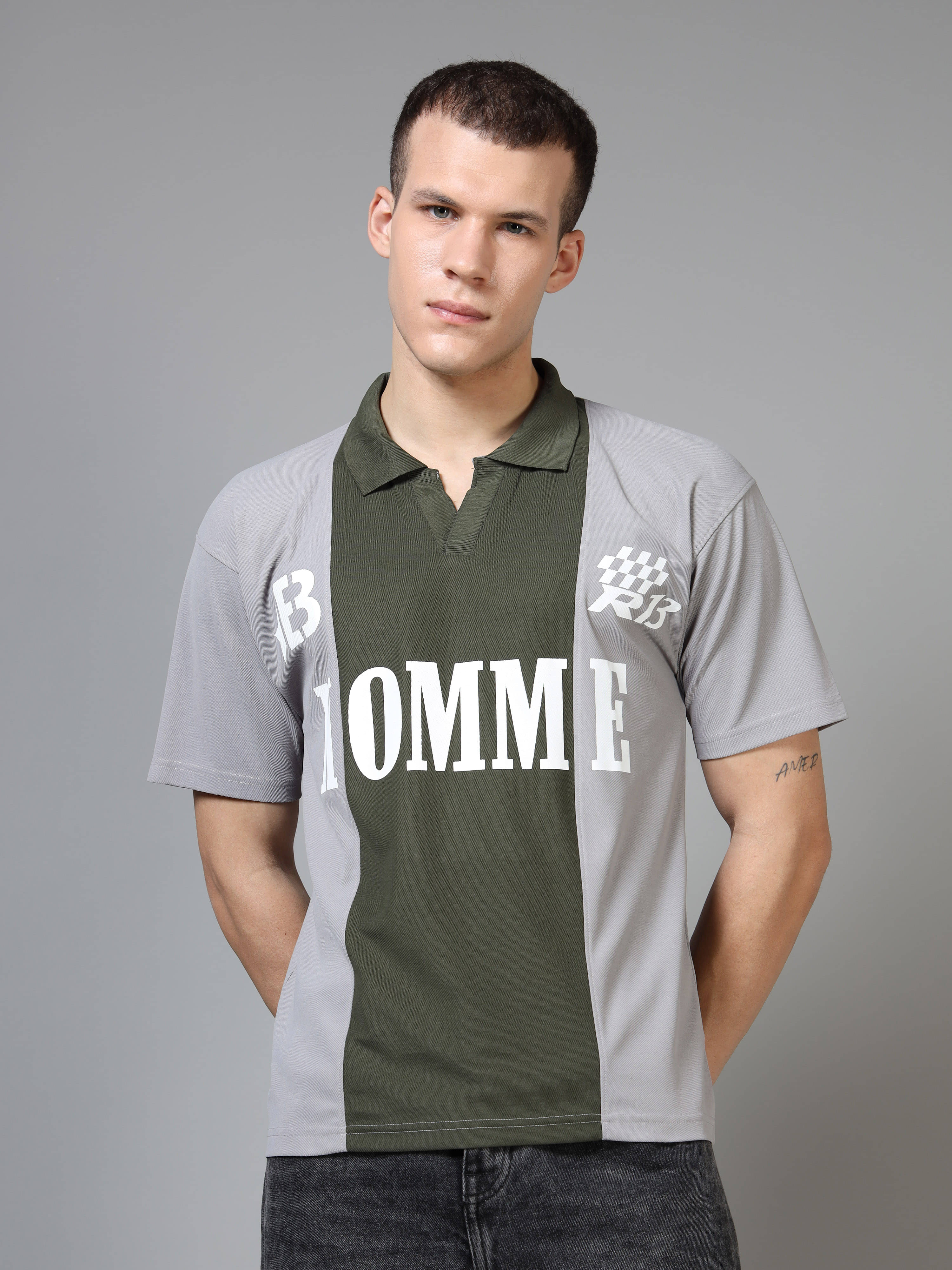     			FROSEN FOX Men Polyester Relaxed Fit Printed Polo T Shirt ( Olive )