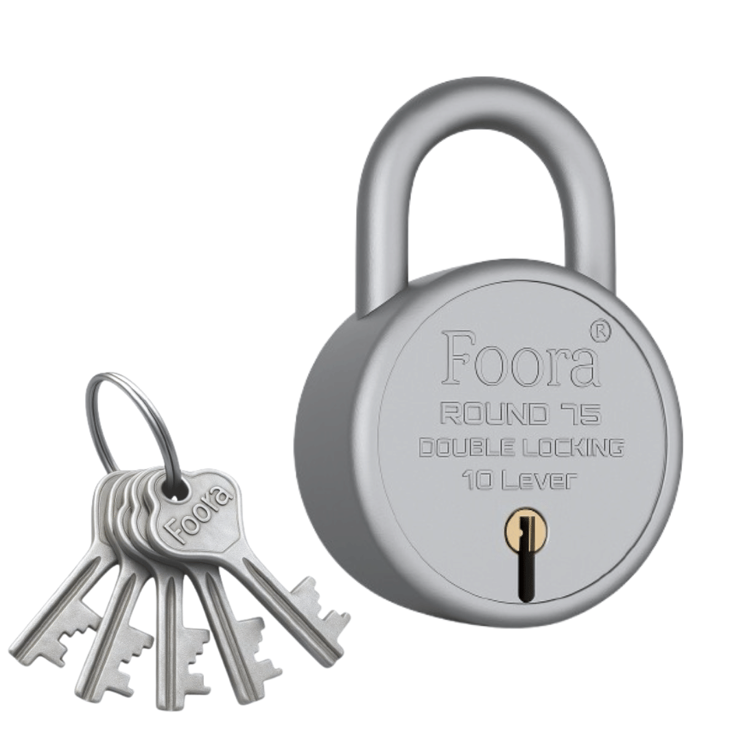    			Foora Round 75mm Lock with 5 Keys – Extra Heavy-Duty Security Padlock