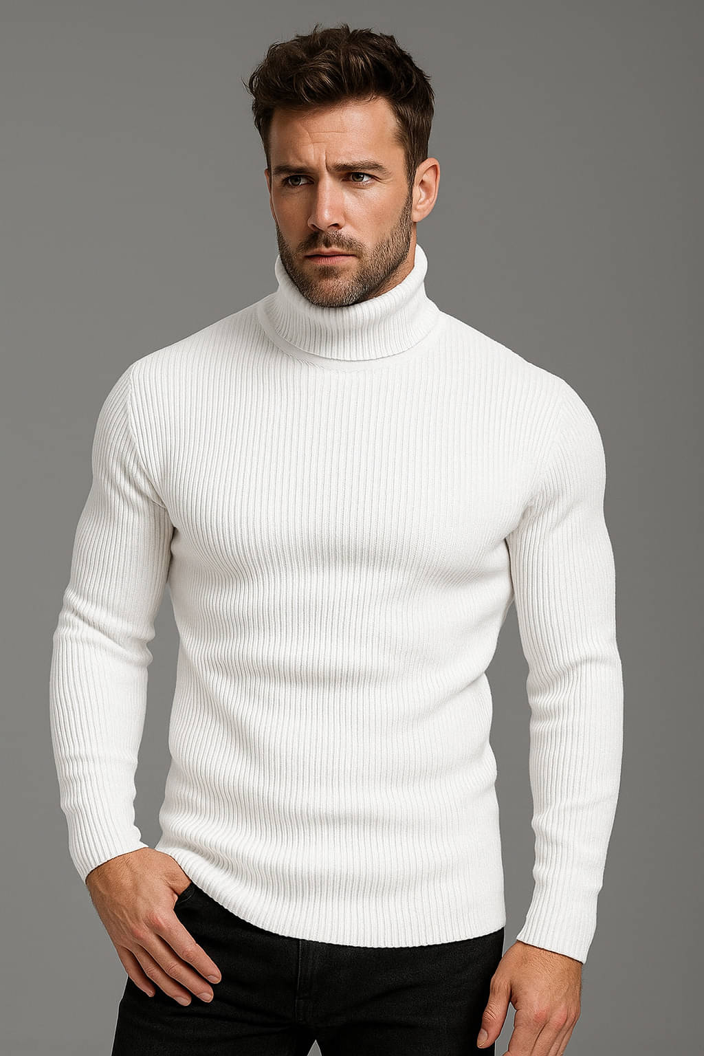 GARIMA KNITWEAR Cotton High Neck Men's Sweatshirt - White ( Pack of 1 ) GARIMA KNITWEAR Cotton High Neck Men's Sweatshirt - White ( Pack of 1 )