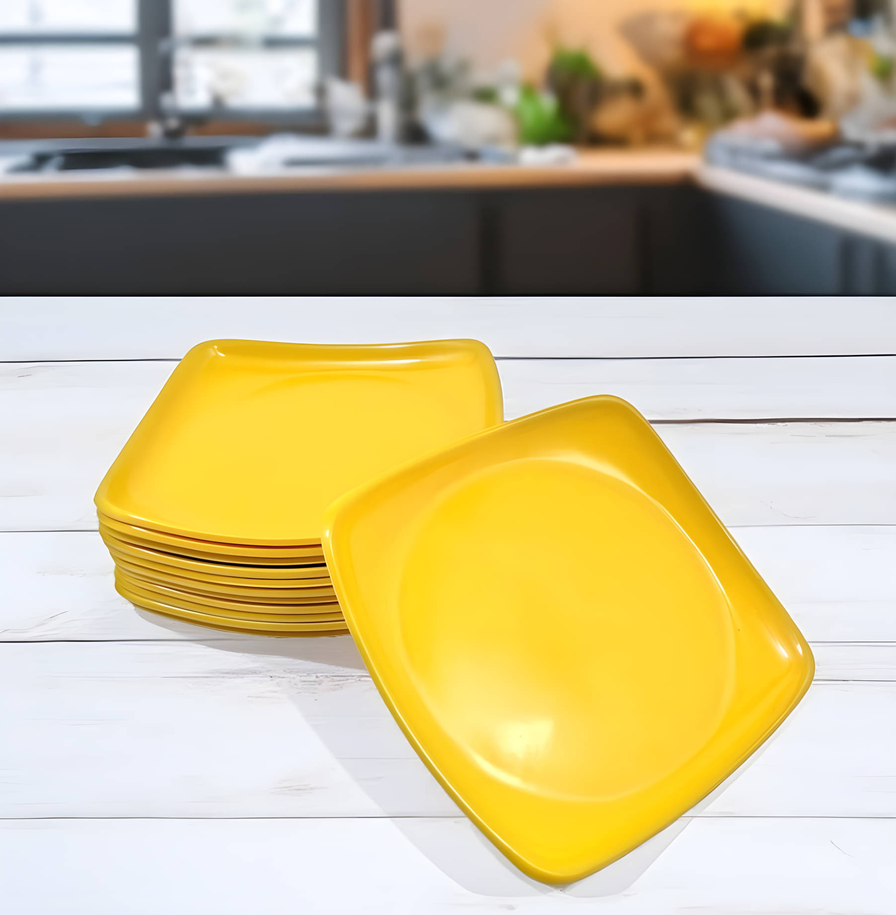 Inpro 12 Pcs Melamine Yellow Half Plate Inpro 12 Pcs Melamine Yellow Half Plate