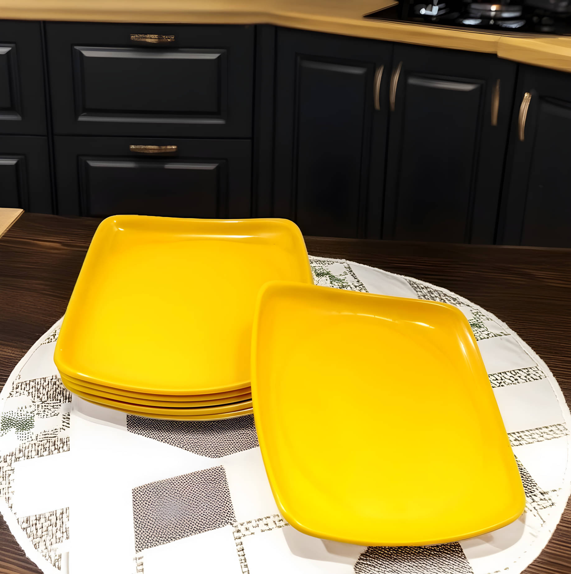 Inpro 6 Pcs Melamine Yellow Half Plate Inpro 6 Pcs Melamine Yellow Half Plate
