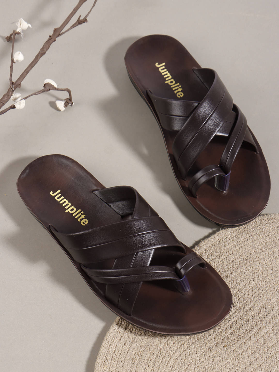 JUMPLITE Brown Men's Daily Slipper JUMPLITE Brown Men's Daily Slipper