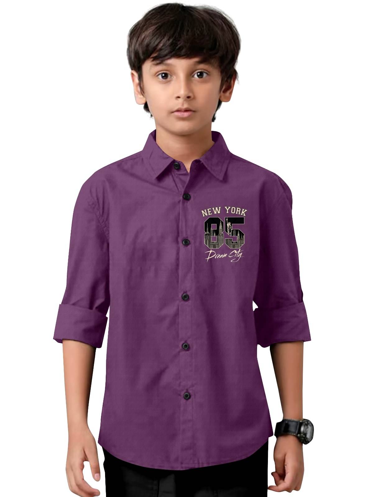 Jay Jagdamba suit house Pack of 1 Baby Boys Cotton Blend Full Sleeves Shirt ( Purple ) Jay Jagdamba suit house Pack of 1 Baby Boys Cotton Blend Full Sleeves Shirt ( Purple )
