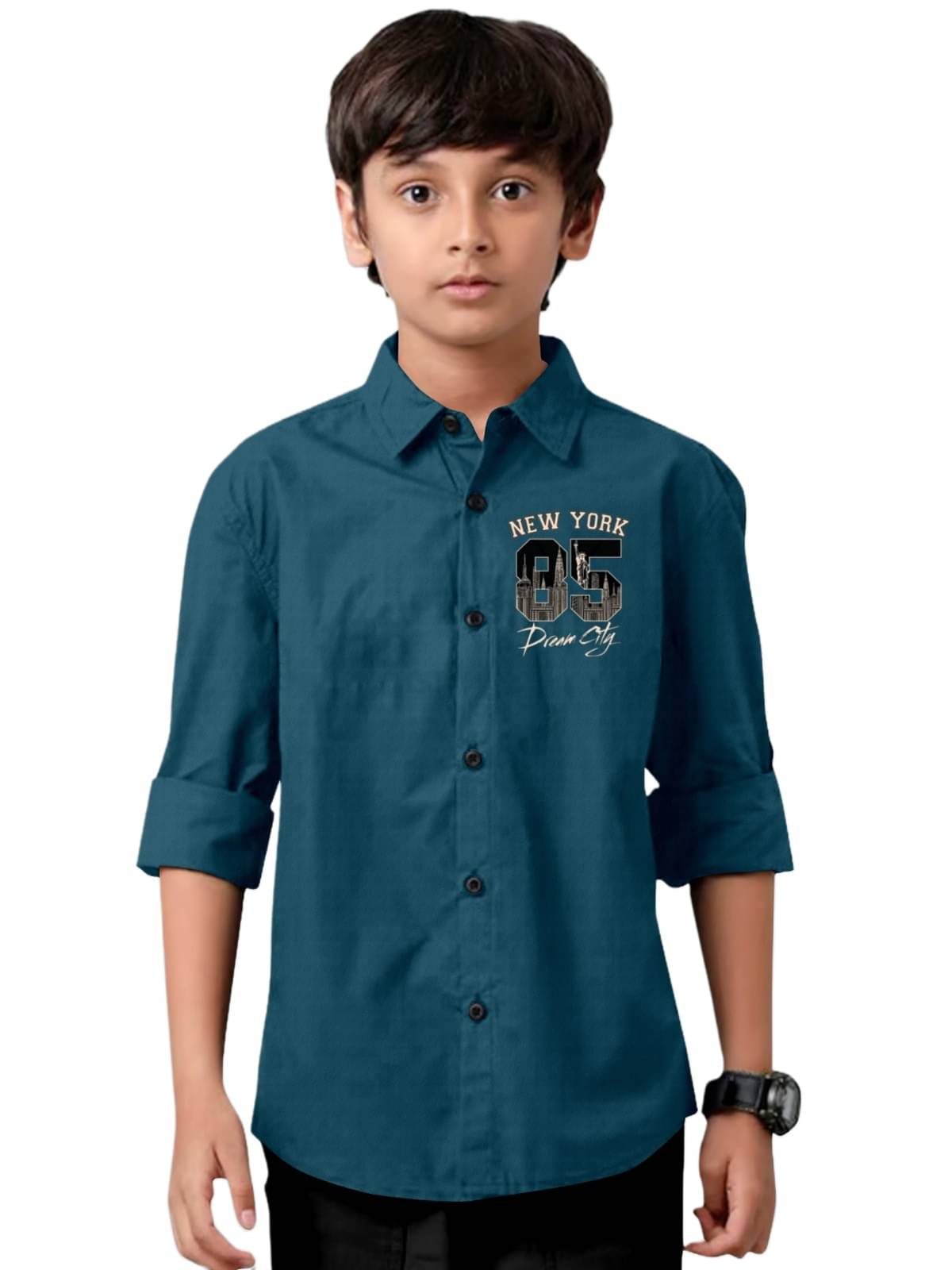     			Jay Jagdamba suit house Pack of 1 Baby Boys Cotton Blend Full Sleeves Shirt ( Teal )