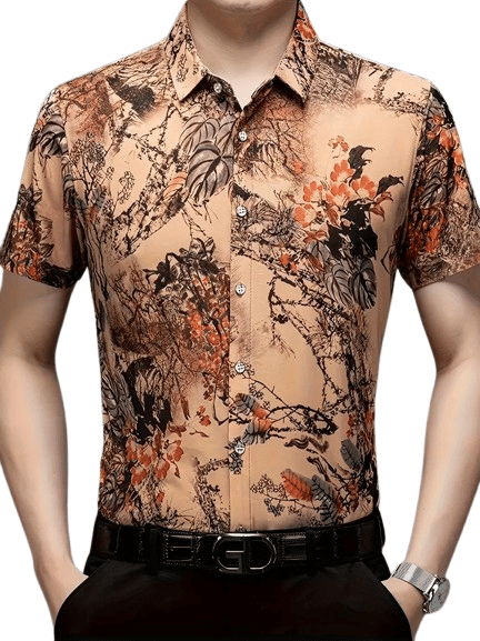 KAPDAX Cotton Flex Regular Fit Printed Half Sleeves Men's Casual Shirt - Orange ( Pack of 1 ) KAPDAX Cotton Flex Regular Fit Printed Half Sleeves Men's Casual Shirt - Orange ( Pack of 1 )