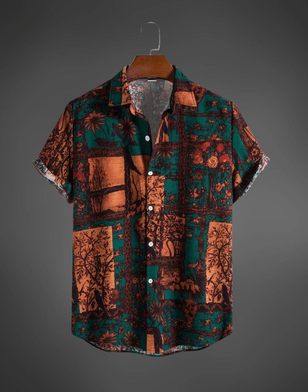     			KAPDAX Cotton Flex Regular Fit Printed Half Sleeves Men's Casual Shirt - Green ( Pack of 1 )