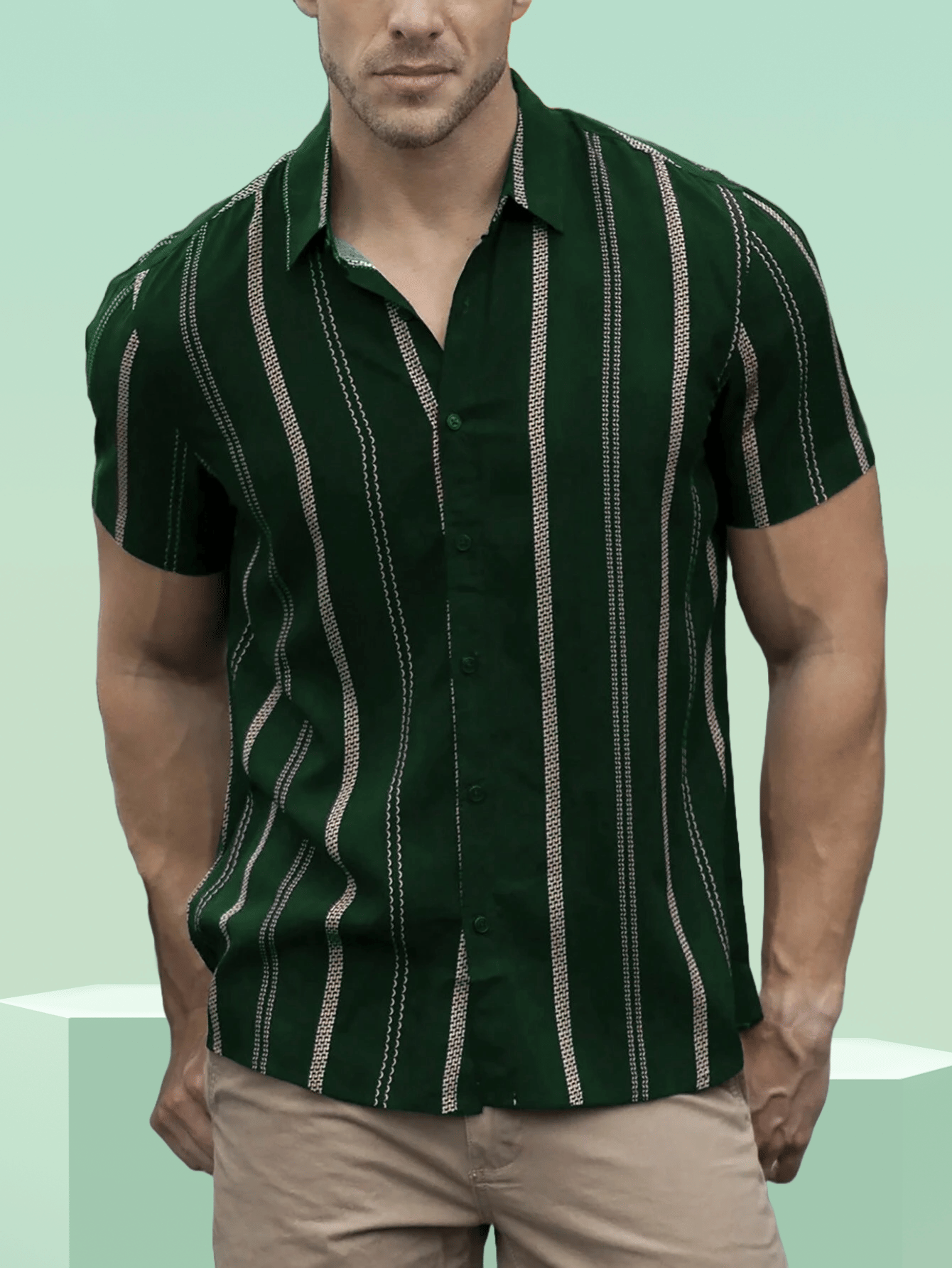     			KAPDAX Cotton Flex Regular Fit Printed Half Sleeves Men's Casual Shirt - Dark Green ( Pack of 1 )
