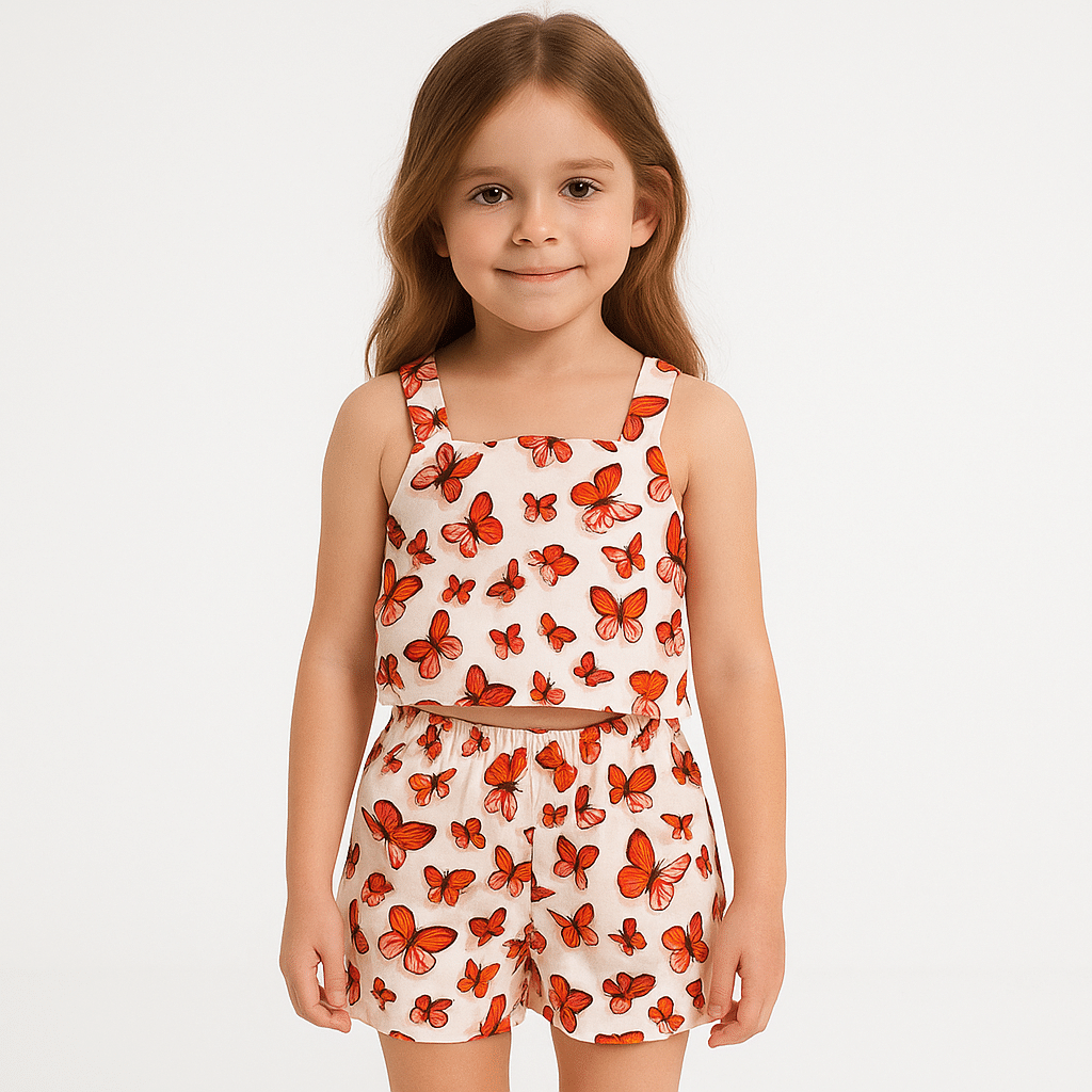     			Khushi Creation Pack of 1 Girls Crepe T-shirt & Shorts ( Orange )