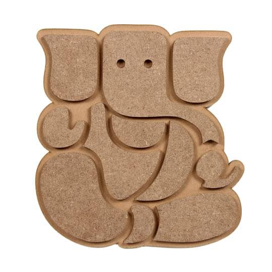     			Little Birdie Pre Marked MDF Boards Ganesha with Hanging Sawtooth Hook Approx 7.5 X 8inch| Wooden Cutout for Craft | MDF Laser Cut Wood Base for Art & Craft, Home Decor, Wall Hanging