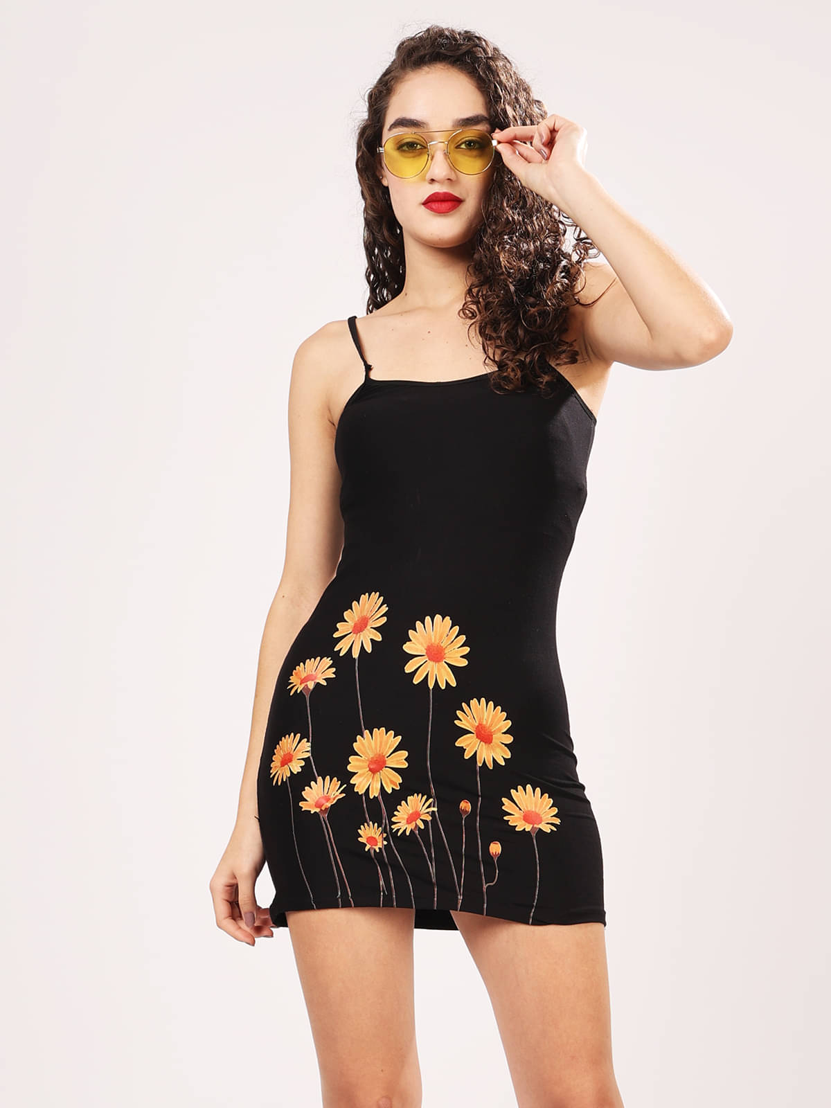 Lola Dola Women Viscose Printed Bodycon Dress ( Black ) Lola Dola Women Viscose Printed Bodycon Dress ( Black )