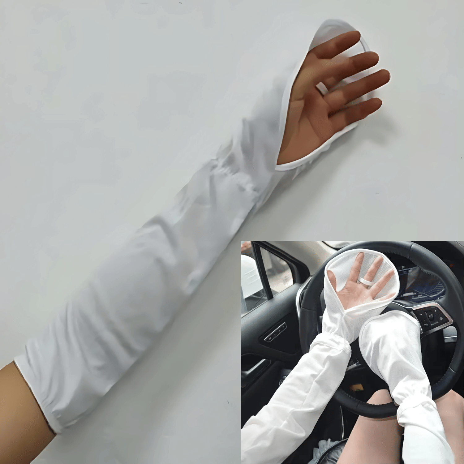     			MAQOiW White Solid Riding Sleeves ( Single Set )