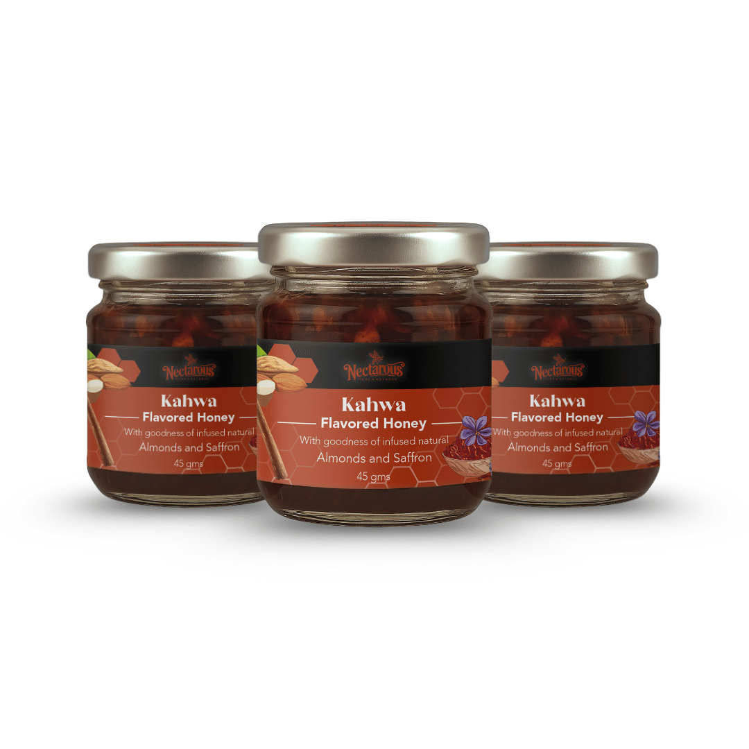     			Nectarous Pure & Natural Multifloral Honey Almonds and Saffron 45 g Pack of 3