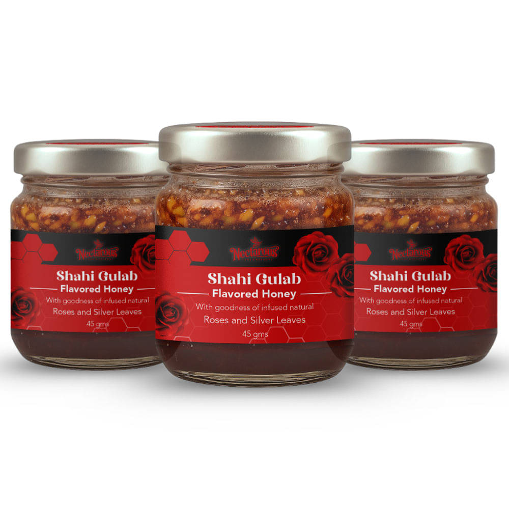 Nectarous Pure & Natural Multifloral Honey Roses, Silver Leaves 45 g Pack of 3 Nectarous Pure & Natural Multifloral Honey Roses, Silver Leaves 45 g Pack of 3